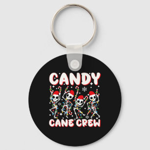 Candy Cane Crew Skeleton Christmas Candy Lover Xma Key Ring