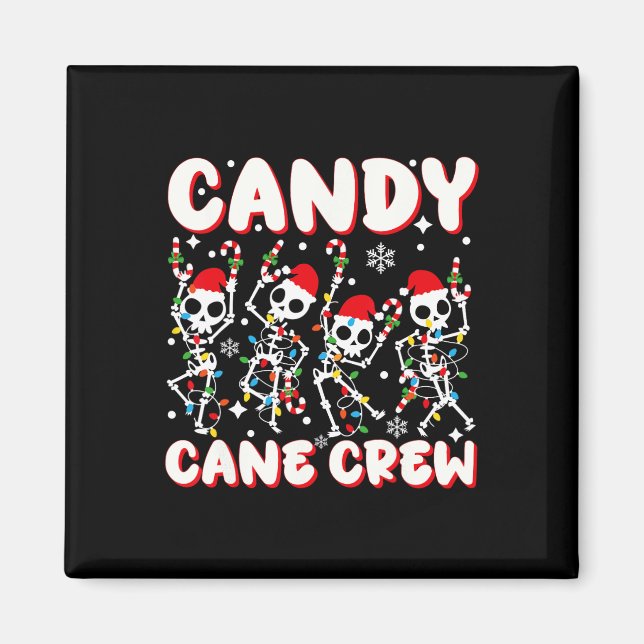 Candy Cane Crew Skeleton Christmas Candy Lover Xma Magnet (Front)