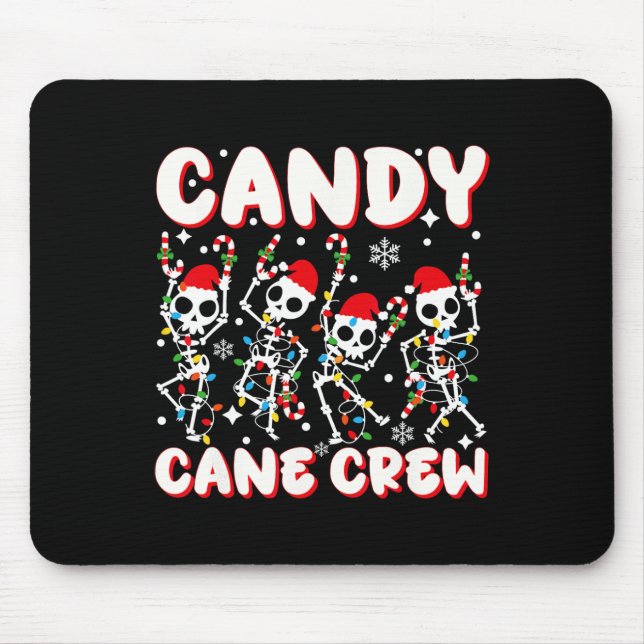 Candy Cane Crew Skeleton Christmas Candy Lover Xma Mouse Mat (Front)