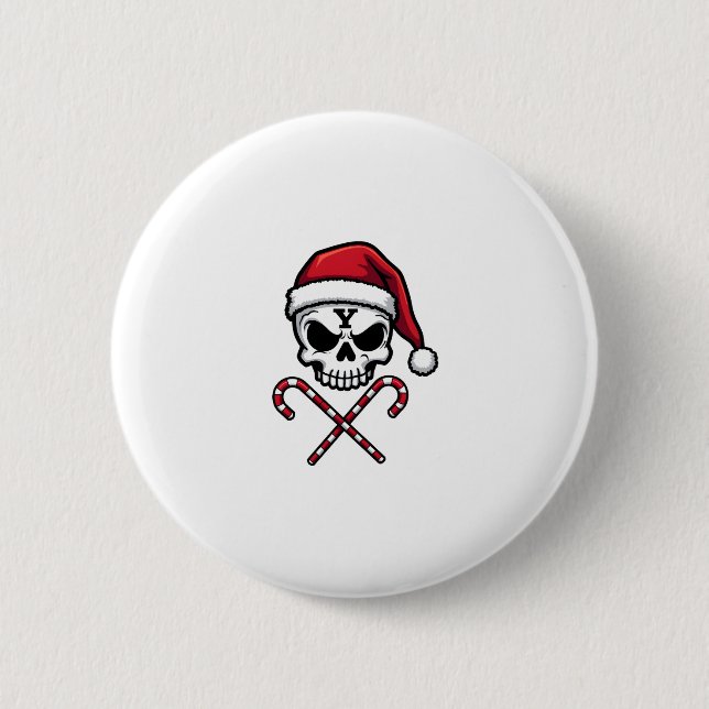Candy Cane Crew Skull Christmas 2025 Funny Men Boy 6 Cm Round Badge (Front)
