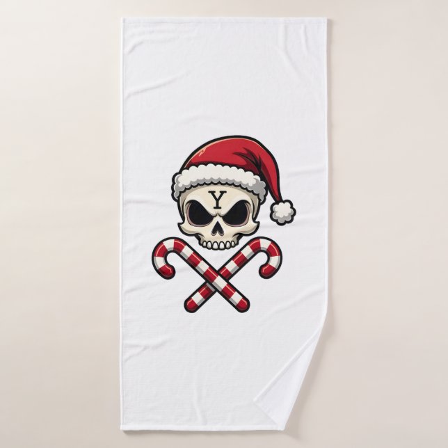 Candy Cane Crew Skull Christmas 2025 Funny Men Boy Bath Towel (Bath Towel)