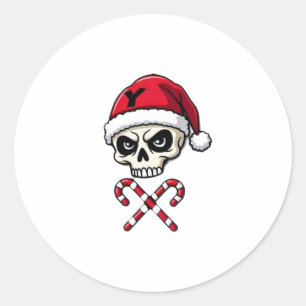 Candy Cane Crew Skull Christmas 2025 Funny Men Boy Classic Round Sticker