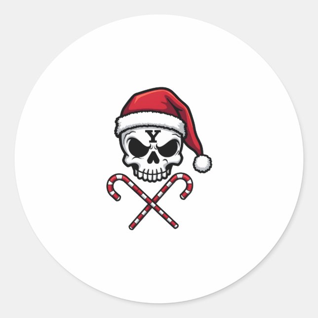 Candy Cane Crew Skull Christmas 2025 Funny Men Boy Classic Round Sticker (Front)