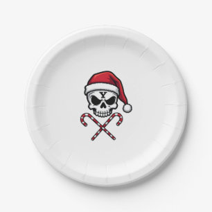 Candy Cane Crew Skull Christmas 2025 Funny Men Boy Paper Plate