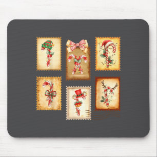 Candy Cane Crew Vintage Stamp Christmas Holiday Xm Mouse Mat
