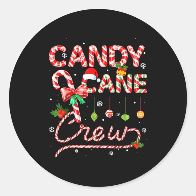 Candy Cane Crew Xmas Adult Men Women Kids Christma Classic Round Sticker (Front)