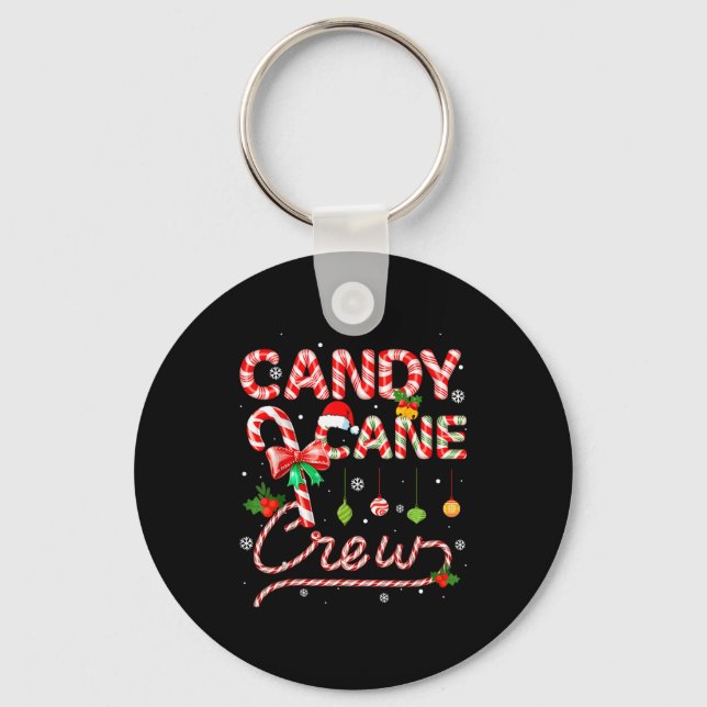 Candy Cane Crew Xmas Adult Men Women Kids Christma Key Ring (Front)