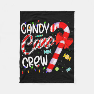 Candy Cane Crew Xmas Lights Candy Matching Family  Fleece Blanket