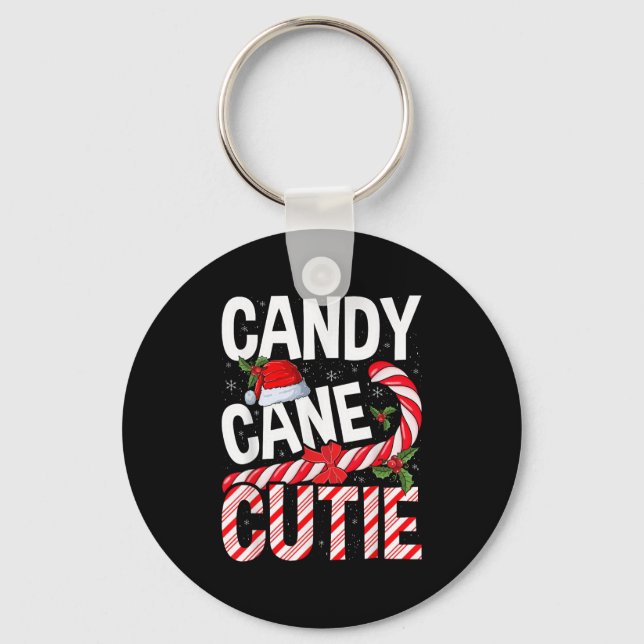 Candy Cane Cutie Christmas Xmas Women Girls Kids T Key Ring (Front)