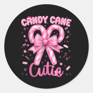 Candy Cane Cutie Coquette Pajamas Pjs Christmas Xm Classic Round Sticker