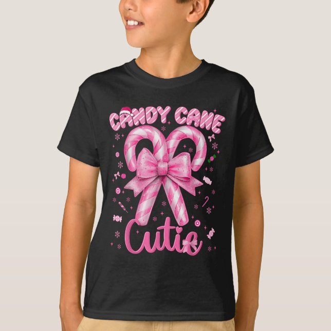 Candy Cane Cutie Coquette Pyjamas Pjs Christmas Xm T-Shirt (Front)