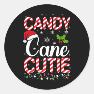 Candy Cane Cutie Cute Funny Christmas Xmas Candy L Classic Round Sticker