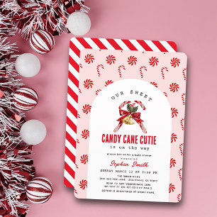 Candy Cane Cutie Pink Girl Baby Shower Invitation