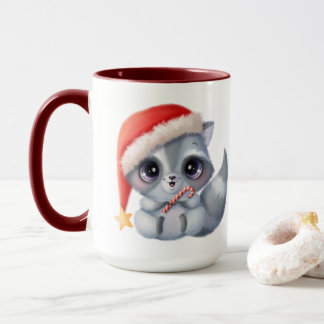Candy Cane Cutie Racoon Christmas Coffee Mug