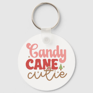 Candy Cane Cutie Retro Groovy Christmas Holidays Key Ring