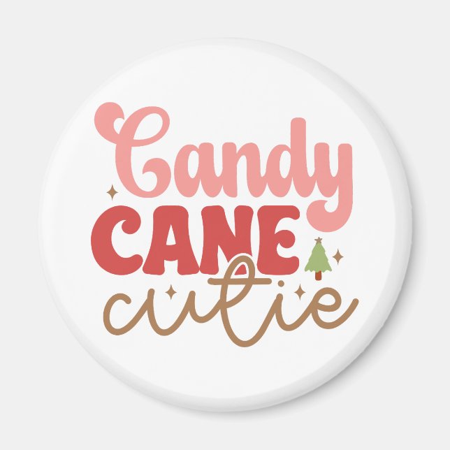 Candy Cane Cutie Retro Groovy Christmas Holidays Magnet (Front)