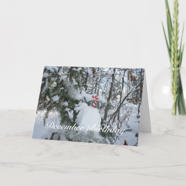 Candy Cane Decoration-December Birthday Card (Front)