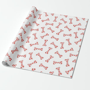 Candy Cane Dog Bone Christmas Wrapping Paper