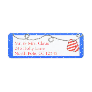 Candy Cane Dog Tags Return Address Labels