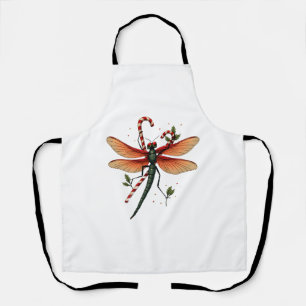 Candy Cane Dragonfly Apron