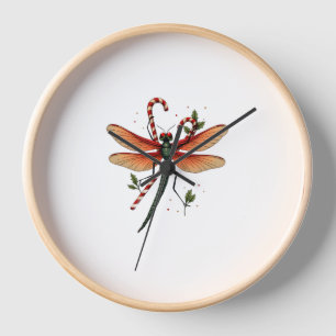 Candy Cane Dragonfly Clock