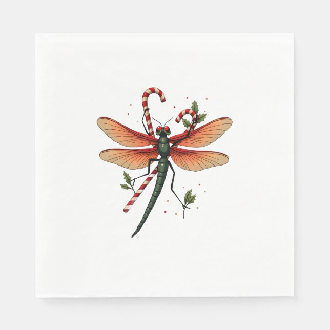 Candy Cane Dragonfly Napkin (Front)