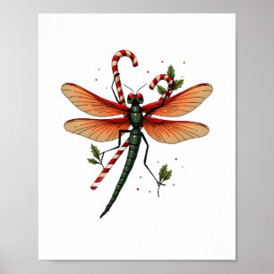 Candy Cane Dragonfly Poster