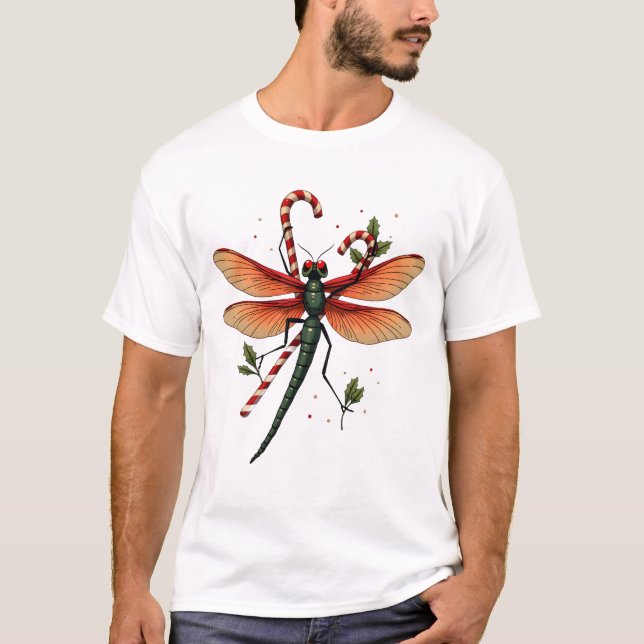 Candy Cane Dragonfly T-Shirt (Front)