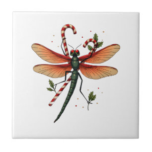 Candy Cane Dragonfly Tile