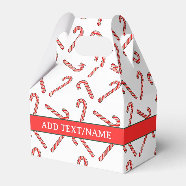Candy Cane Drawings In Red Green White Favour Box (Front Side)