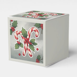 Candy Cane Duo With Holly And Berries Favour Box