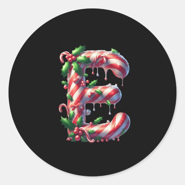 Candy Cane E Christmas Holly Delight Tank Top  Classic Round Sticker (Front)