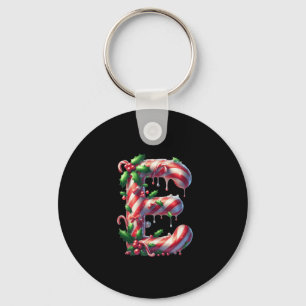 Candy Cane E Christmas Holly Delight Tank Top Key Ring