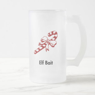 Candy Cane Elf Bait Frosted Glass Beer Mug