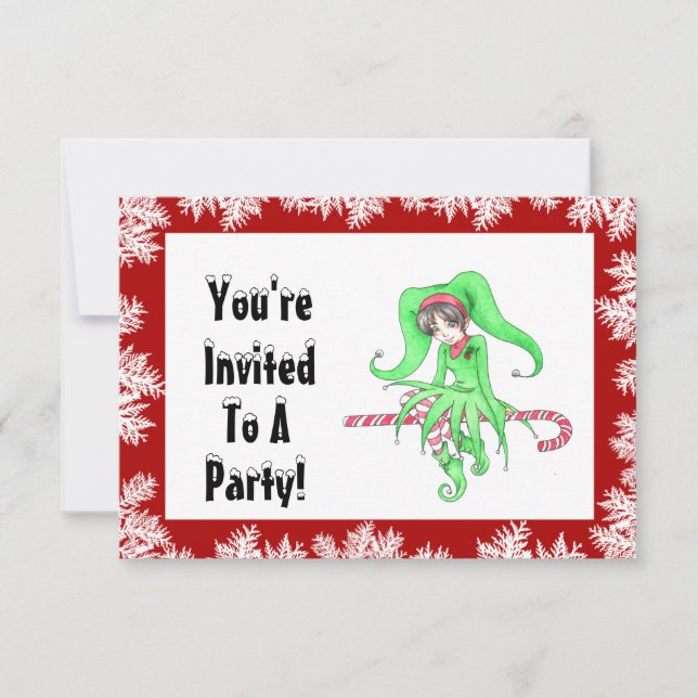 Candy Cane Elf Holiday Party Invitation (Front)