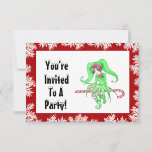 Candy Cane Elf Holiday Party Invitation