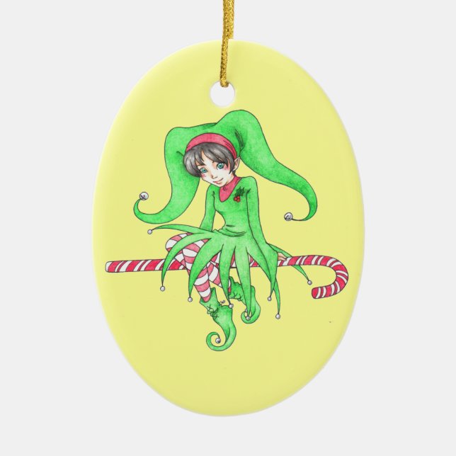 Candy Cane Elf  Ornament (Front)