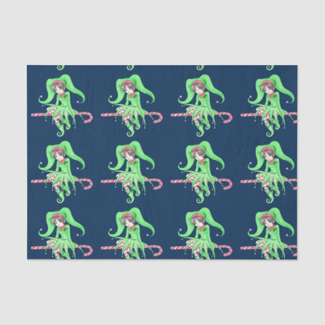 Candy Cane Elf Tissue Paper (Front)