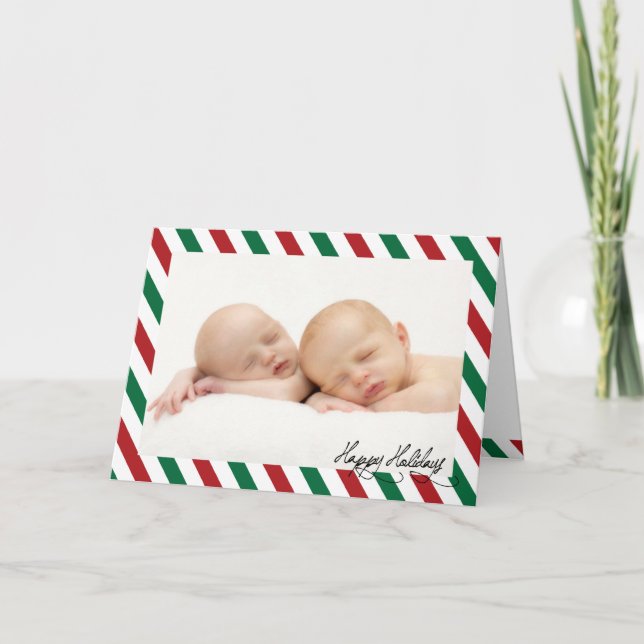 Candy Cane First Christmas Photo Greeting Card (Front)