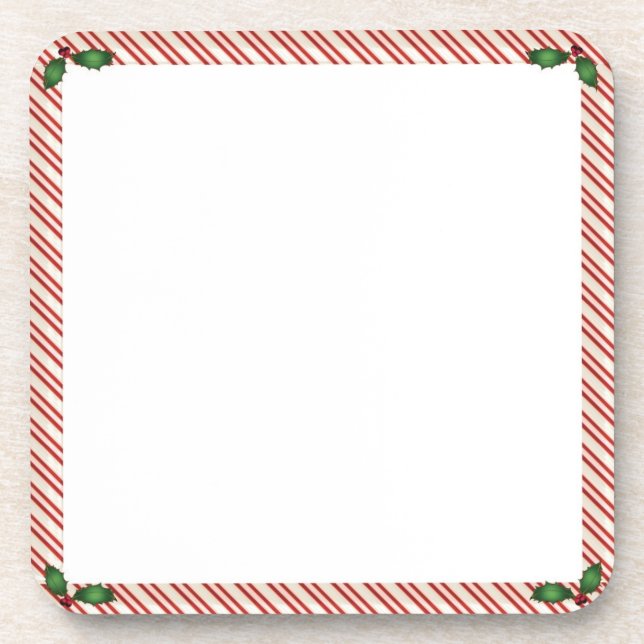 Candy Cane Frame Cork Coaster (Front)