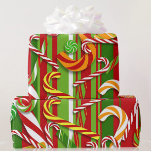 Candy Cane Fruit Flavours Christmas Gift Wrapping Paper