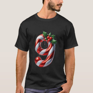 Candy Cane G with Holly Berries Delight Zip  T-Shirt