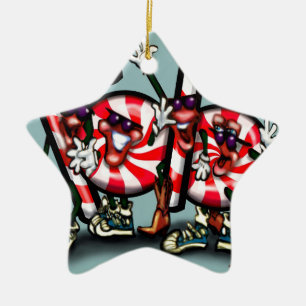 Candy Cane Gang Ceramic Tree Decoration