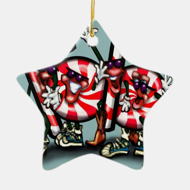 Candy Cane Gang Ceramic Tree Decoration (Front)