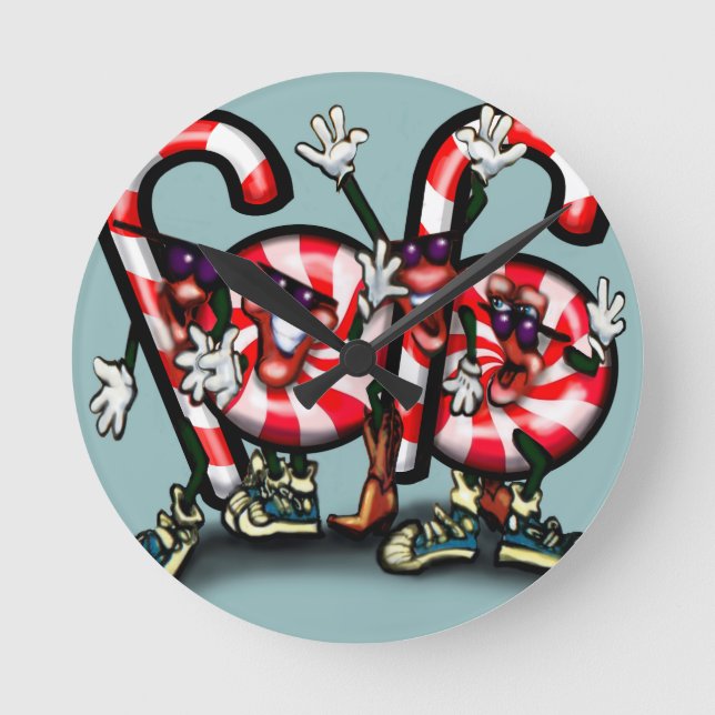 Candy Cane Gang Round Clock (Front)