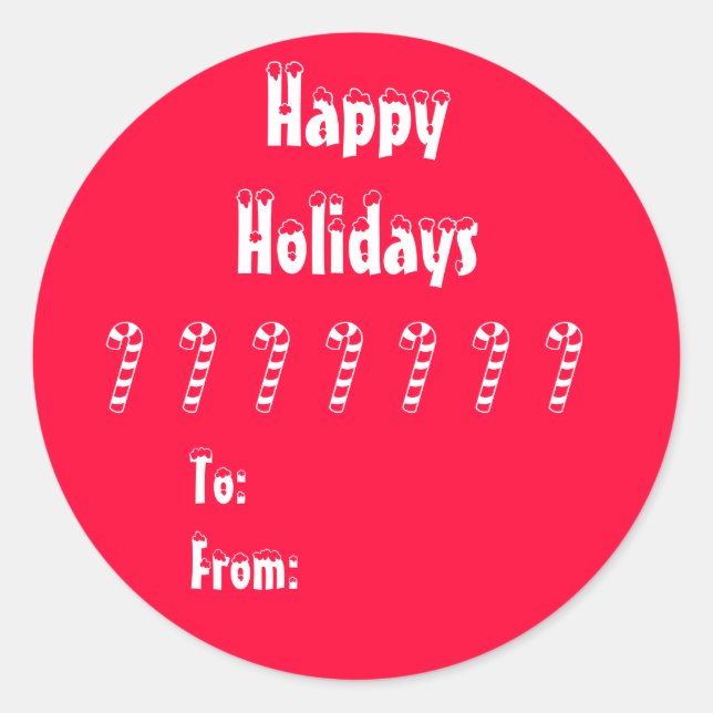 Candy Cane Gift Tag Sticker (Front)