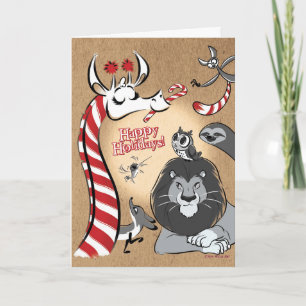 CANDY CANE GIRAFFE & FRIENDS (gloss) Jeff Willis Holiday Card