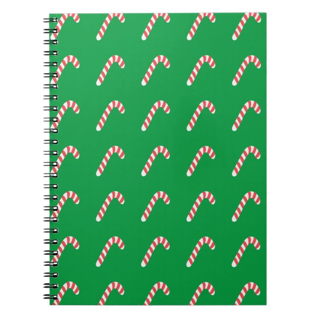 Candy Cane Green Cute Simple Festive Holiday Notebook (Front)