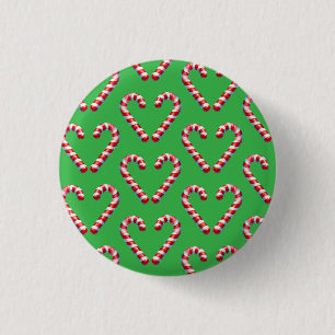 candy cane hart 3 cm round badge