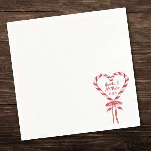 Candy Cane Heart & Bow   Custom Christmas Wedding Napkin